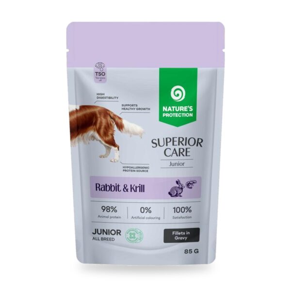 Nature’s Protection Superior Care Comida Húmeda Sin Cereales Conejo Y Krill Para Perros Junior Pack 12×85 g - unidad