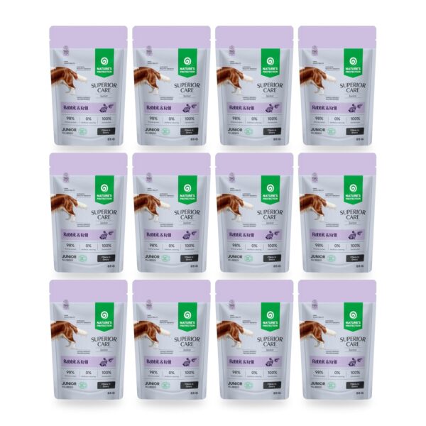 Nature’s Protection Superior Care Comida Húmeda Sin Cereales Conejo Y Krill Para Perros Junior Pack 12×85 g (12 unidades)