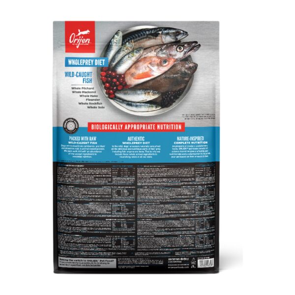 Reverso del envase de Orijen Six Fish Pienso Para Perros Pescado
