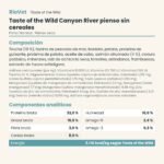 Ficha técnica de Taste of the Wild Canyon River para gatos con composición, analítica y tabla de alimentación