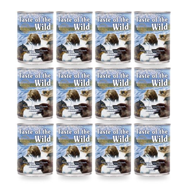 Taste of the Wild Pacific Stream comida húmeda sin cereales para perros adultos con salmón y pescado Pack 12x390 g (12 unidades)