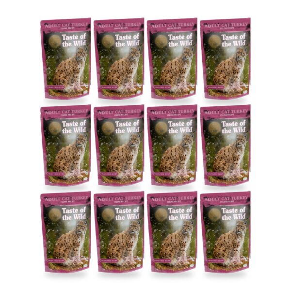 Taste of the Wild paté en sobre sin cereales para gatos adultos con pavo y pollo Pack 12x85 g (12 unidades)