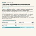 Ficha técnica de Taste of the Wild paté para gatos senior con composición, analítica y ración diaria
