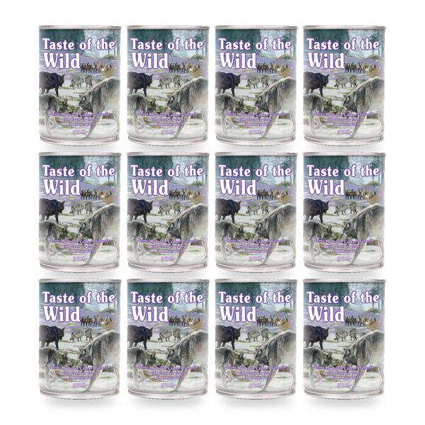 Taste of the Wild Sierra Mountain comida húmeda sin cereales para perros adultos con cordero en salsa Pack 12x390 g (12 unidades)