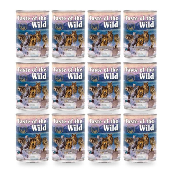 Taste of the Wild Wetlands comida húmeda sin cereales para perros adultos con pollo, pato y pavo Pack 12x390 g (12 unidades)