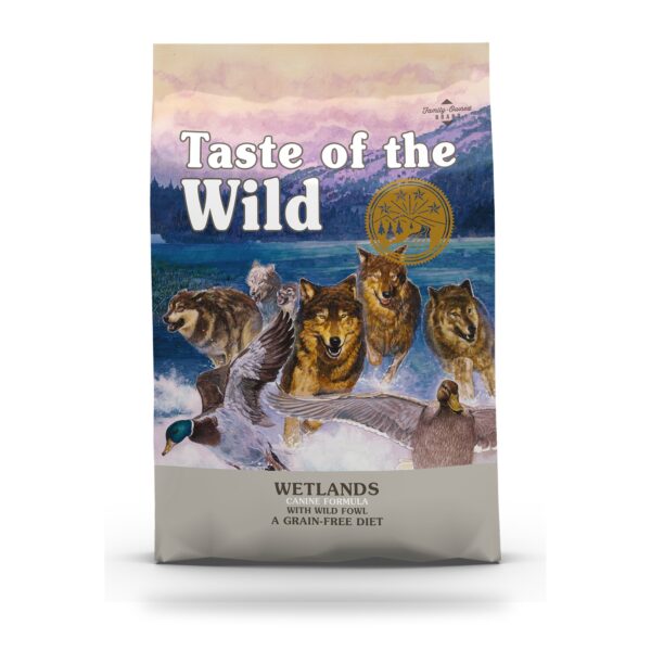 Saco de pienso Taste of the Wild Wetlands sin cereales para perros adultos con pato y aves