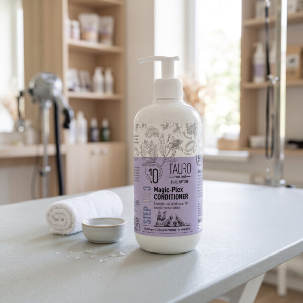 Tauro Acondicionador Reparador Magic-Plex 400 Ml en uso en la peluquería