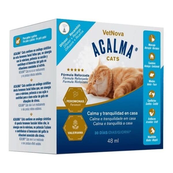 Vetnova Acalma Cats Difusor + Recambio Feromonas y Valeriana para Gatos 48 ml