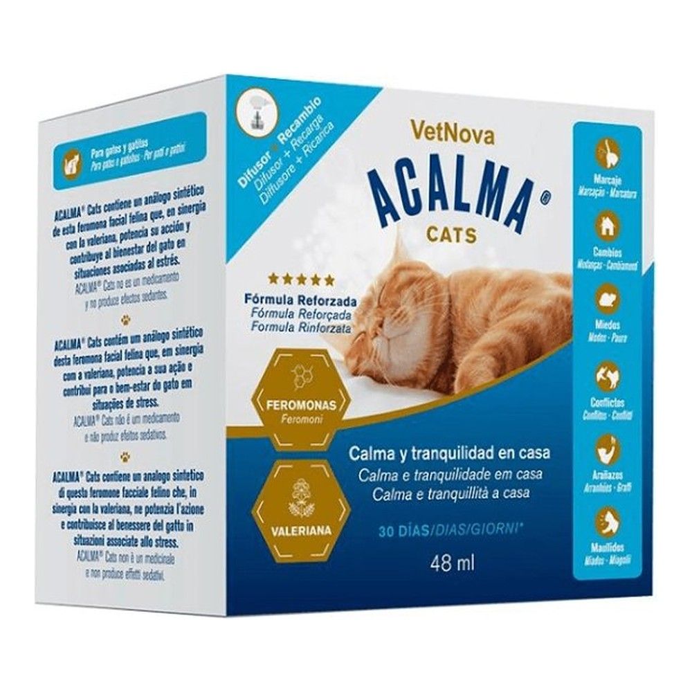 Vetnova Acalma Cats Difusor + Recambio Feromonas y Valeriana para Gatos 48 ml Vetnova Acalma Cats Difusor + Recambio Feromonas y Valeriana para Gatos 48 ml