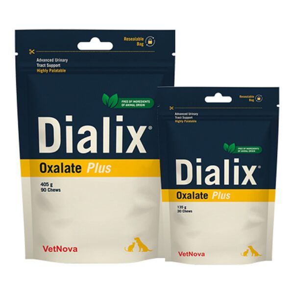 Vetnova Dialix Oxalate Plus para perros y gatos, bolsas de 30 chews (135 g) y 90 chews (405 g)