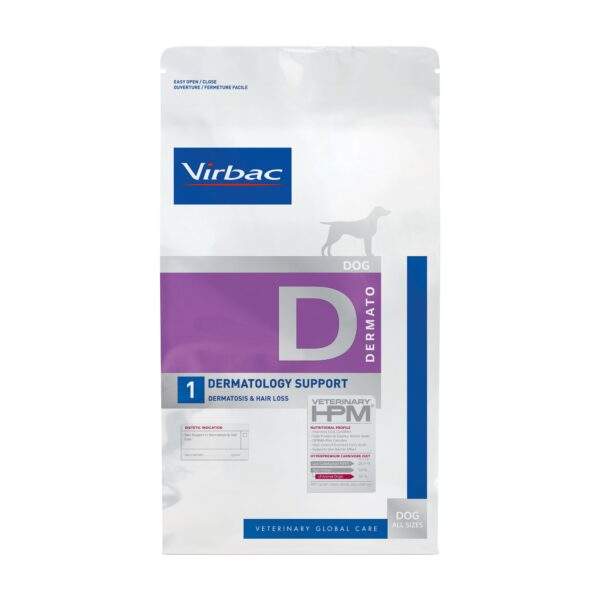 Saco de 3 kg de Virbac HPM D1 pienso dermatológico para perros con apoyo de piel y pelo