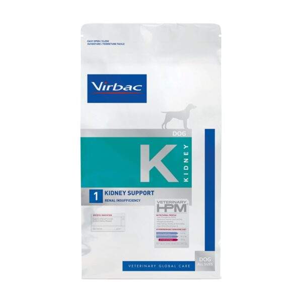 Saco de Virbac HPM K1 pienso renal para perros con fósforo reducido y proteína restringida
