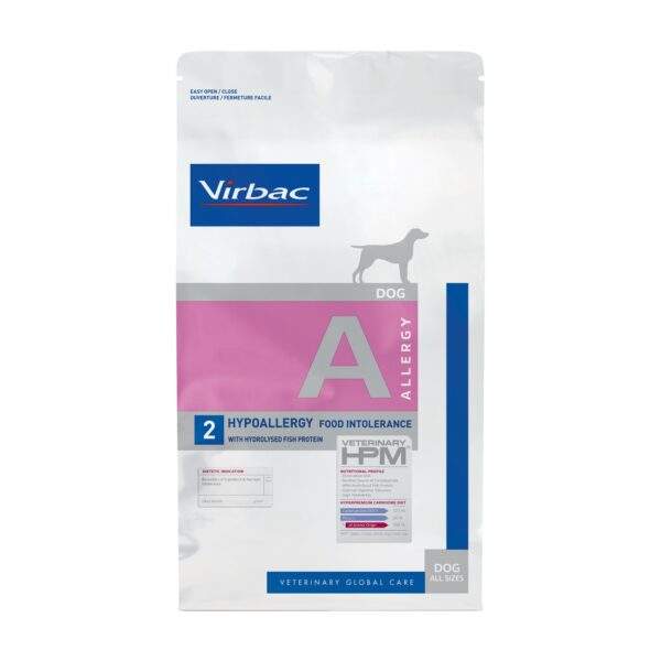 Saco de 3 kg de Virbac HPM Hypoallergy A2 con proteína de pescado hidrolizada para perros
