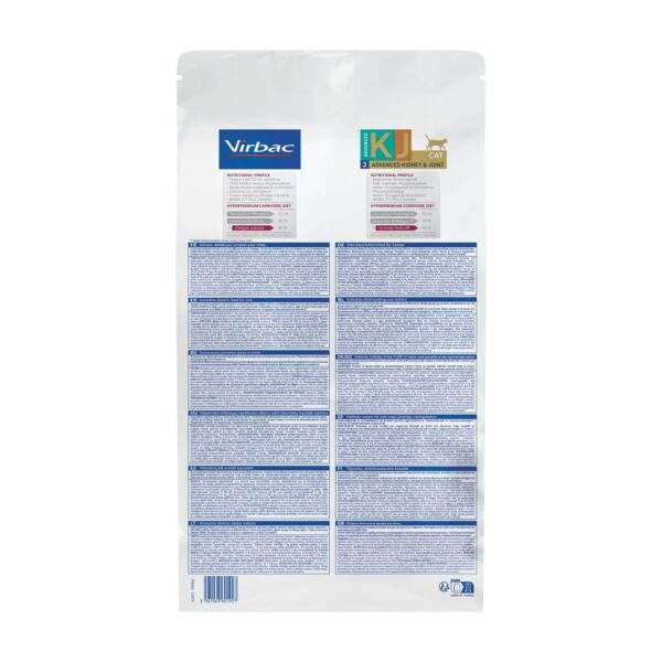 Reverso del saco Virbac HPM KJ3 Advanced Kidney & Joint con composición y ración