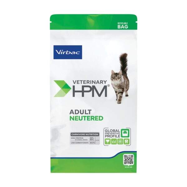 Saco de 3 kg de Virbac HPM Adult Neutered Cat, pienso para gatos adultos esterilizados