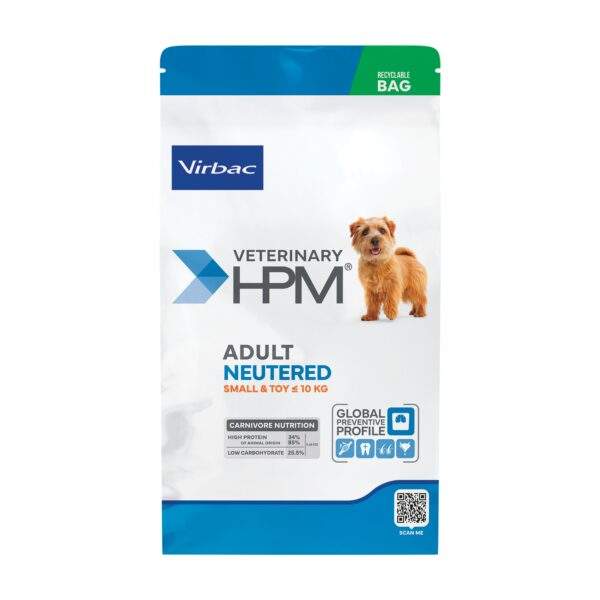 Saco de Virbac HPM pienso para perros esterilizados adultos de razas pequeñas y toy