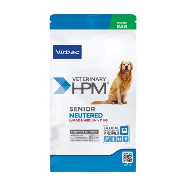 Saco de Virbac HPM Pienso para perros esterilizados senior razas medianas y grandes