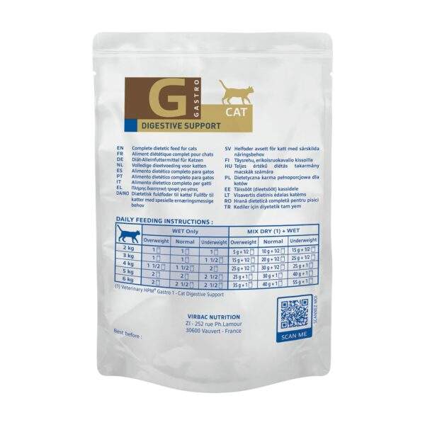 Sobre de 85 g de Virbac HPM Gastro Digestive Support, dieta húmeda para gatos