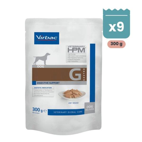 Caja de 9 sobres de 300 g Virbac HPM Gastro Digestive Support para perros