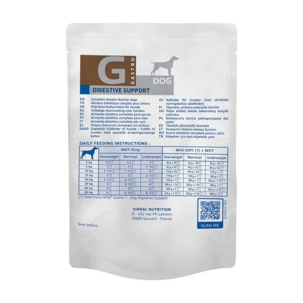 Sobre de 300 g de Virbac HPM Gastro Digestive Support, dieta húmeda para perros