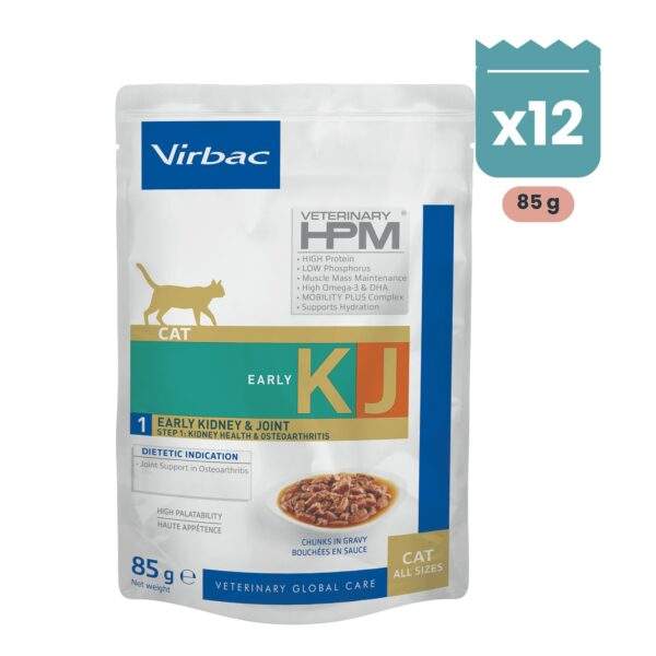 Pack de sobres Virbac HPM Early Kidney & Joint para gatos, dieta húmeda renal y articular