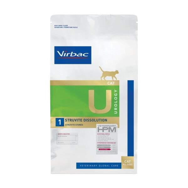 Saco de 1,5 kg de Virbac HPM U1 Urology Struvite Dissolution para gatos