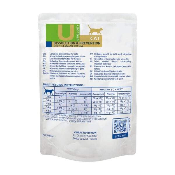Sobre de 85 g Virbac HPM Urology con trozos en salsa para gatos