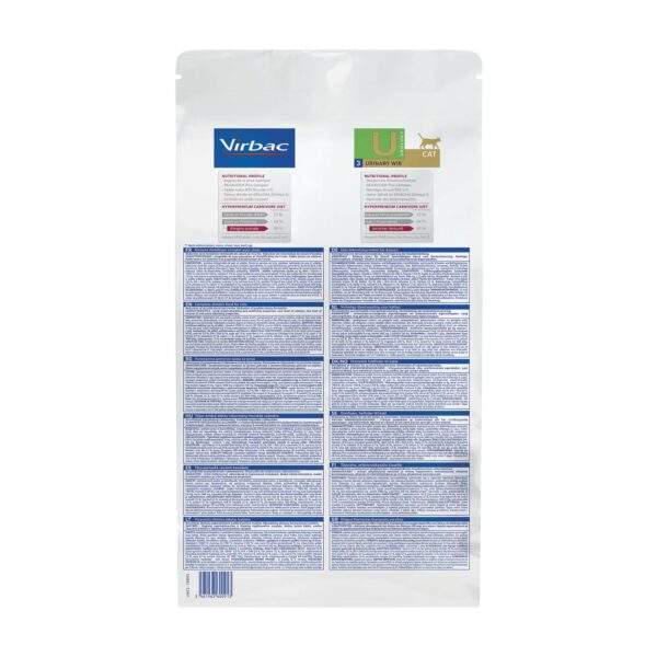 Reverso del saco de Virbac HPM Urology U3 con composición y datos nutricionales
