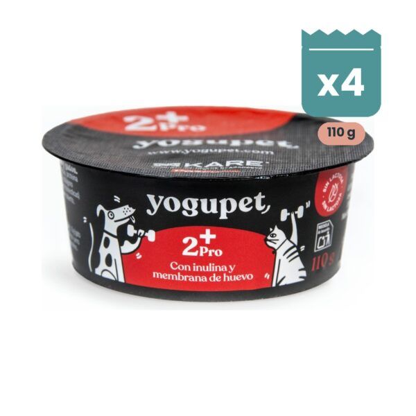 Yogupet 2+Pro Yogur Hiperproteico con Membrana de Huevo, Colágeno e Inulina para Perros y Gatos Pack Ahorro 4 x 110 g