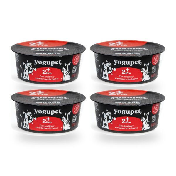 Yogupet 2+Pro Yogur Hiperproteico con Membrana de Huevo, Colágeno e Inulina para Perros y Gatos Pack Ahorro 4 x 110 g (4 unidades)