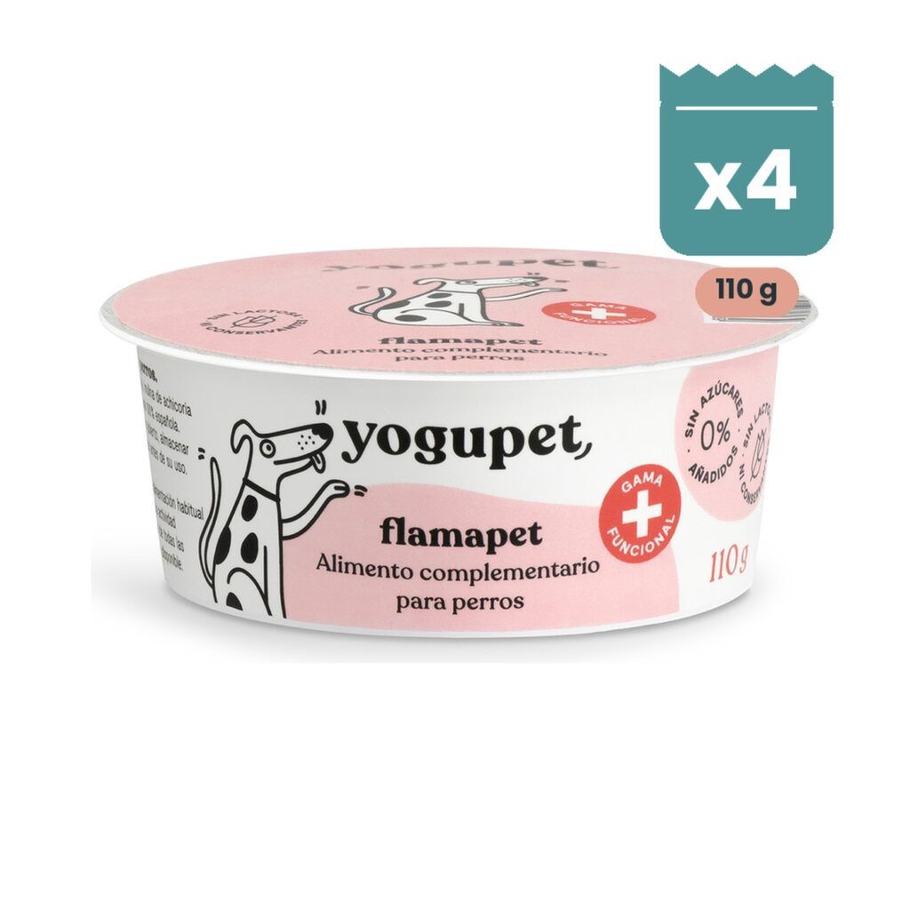 Yogupet Flamapet Yogur Funcional con Colágeno, Miel y Cúrcuma para Perros Pack Ahorro 4 x 110 g