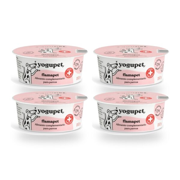 Yogupet Flamapet Yogur Funcional con Colágeno, Miel y Cúrcuma para Perros Pack Ahorro 4 x 110 g (4 unidades)