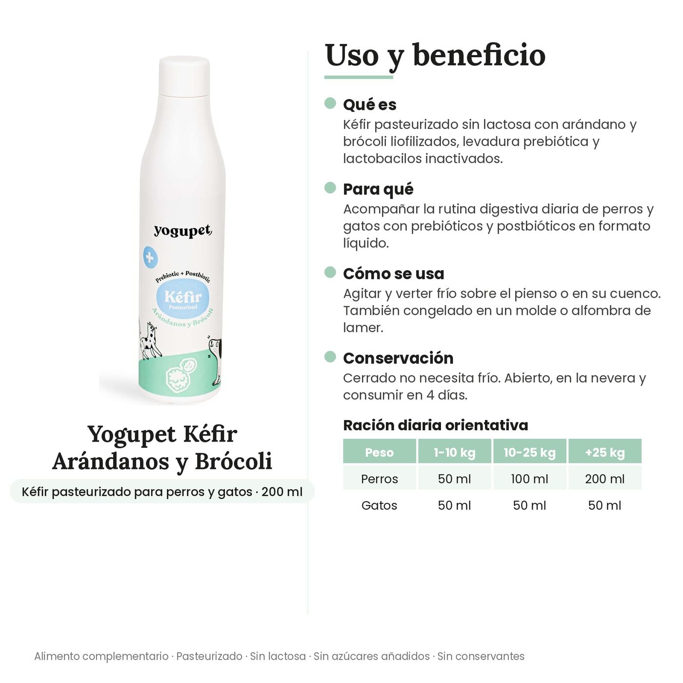 Yogupet Kéfir Arándanos y Brócoli con Prebióticos y Postbióticos para Perros y Gatos 200 ml - uso y beneficio