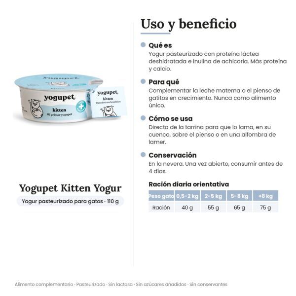 Yogupet Kitten Yogur con Proteína Láctea e Inulina para Gatitos Pack Ahorro 4 x 110 g - uso y beneficio