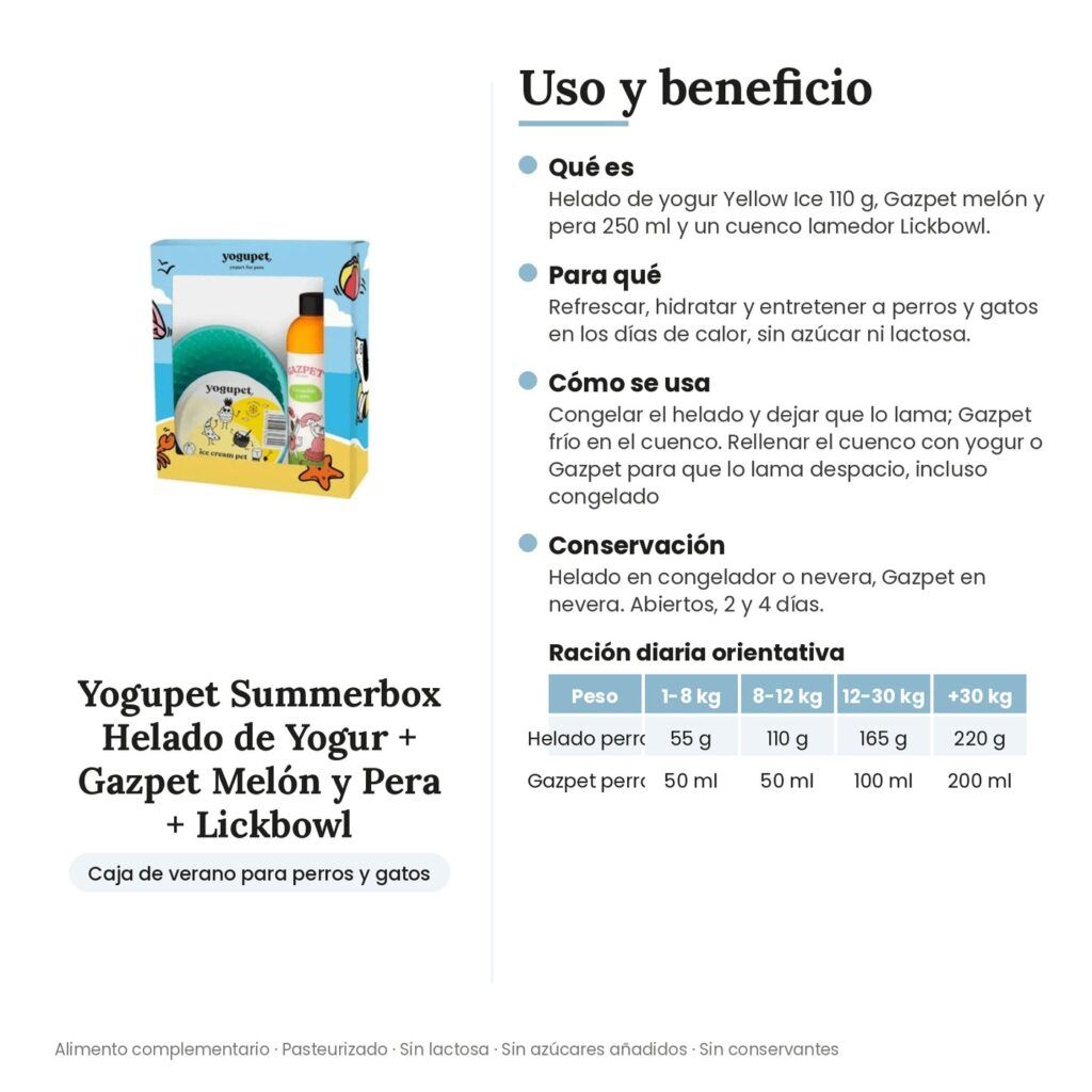 Yogupet Summerbox Helado de Yogur + Gazpet Melón y Pera + Lickbowl para Perros y Gatos - uso y beneficio