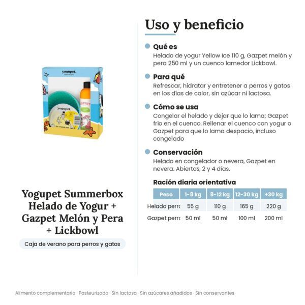 Yogupet Summerbox Helado de Yogur + Gazpet Melón y Pera + Lickbowl para Perros y Gatos - uso y beneficio