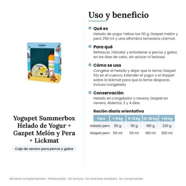 Yogupet Summerbox Helado de Yogur + Gazpet Melón y Pera + Lickmat para Perros y Gatos - uso y beneficio