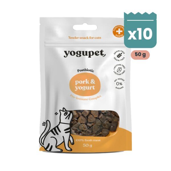 Yogupet Tender Snack Semihúmedo de Cerdo y Yogur para Gatos Pack Ahorro 10 x 50 g