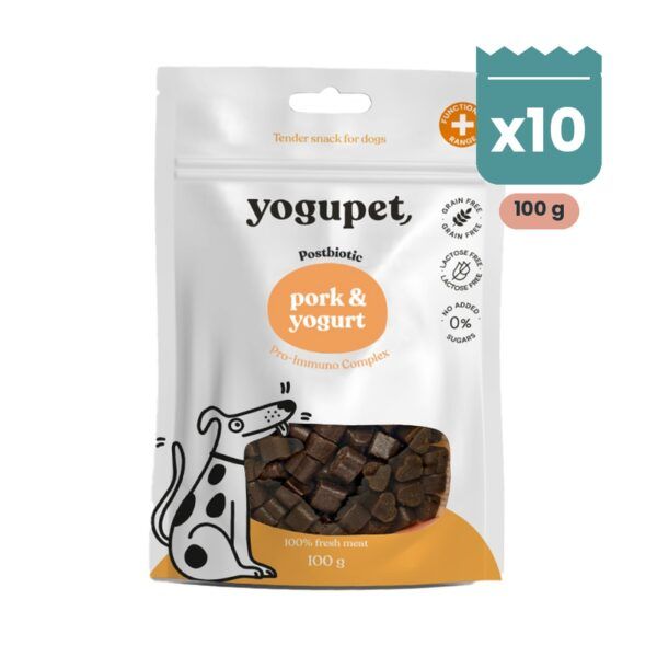 Yogupet Tender Snack Semihúmedo de Cerdo y Yogur para Perros Pack Ahorro 10 x 100 g