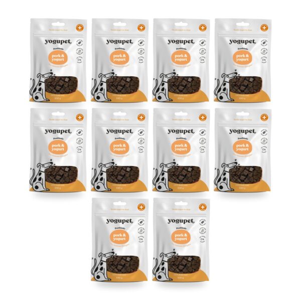 Yogupet Tender Snack Semihúmedo de Cerdo y Yogur para Perros Pack Ahorro 10 x 100 g (10 unidades)