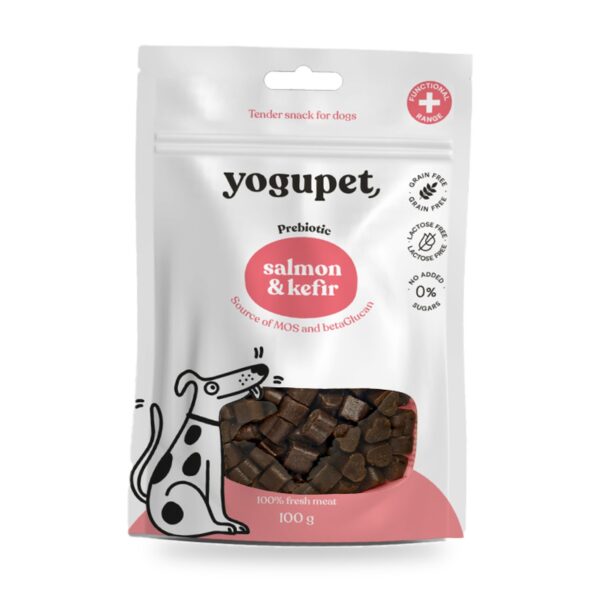 Yogupet Tender Snack Semihúmedo de Salmón y Kéfir para Perros Pack Ahorro 10 x 100 g - unidad