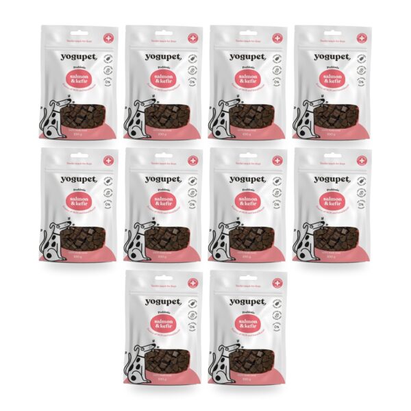 Yogupet Tender Snack Semihúmedo de Salmón y Kéfir para Perros Pack Ahorro 10 x 100 g (10 unidades)