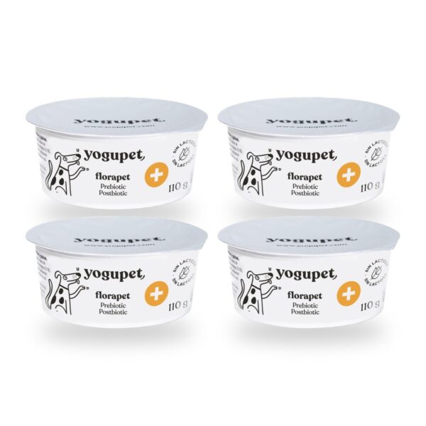 Yogupet Yogudiet Florapet Yogur Postbiótico y Prebiótico para Perros Pack Ahorro 4 x 110 g (4 unidades)
