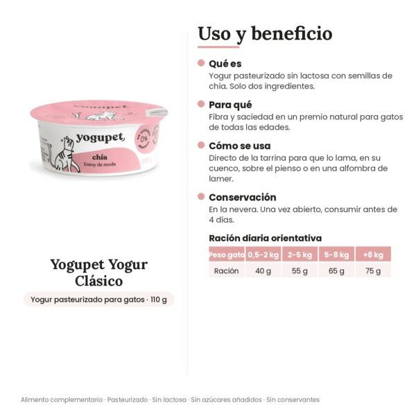 Yogupet Yogur Clásico con Chía para Gatos Pack Ahorro 4 x 110 g - uso y beneficio
