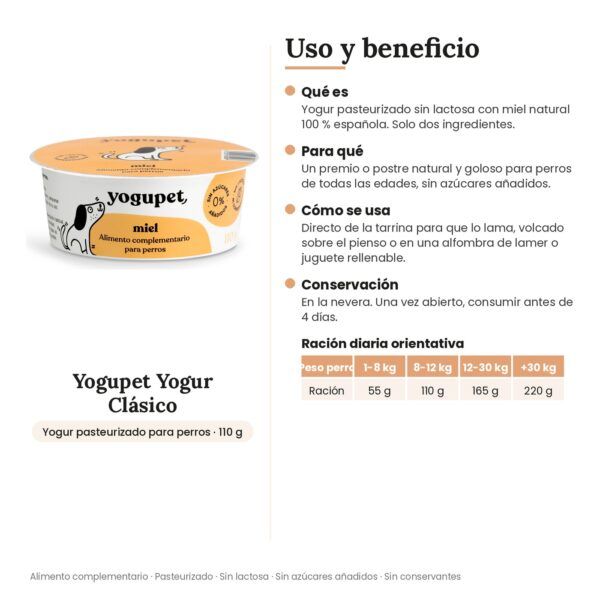 Yogupet Yogur Clásico con Miel para Perros Pack Ahorro 4 x 110 g - uso y beneficio