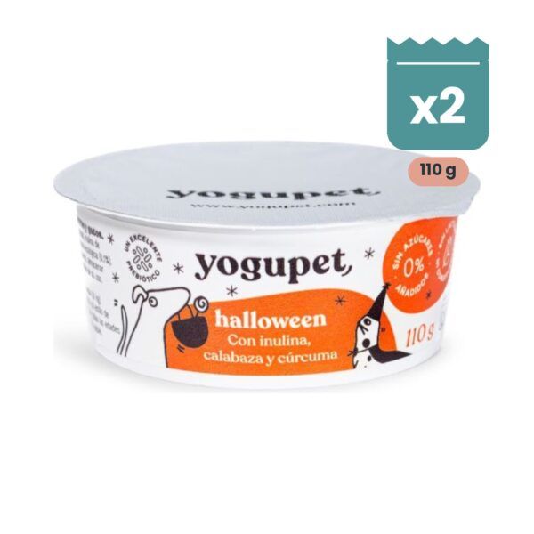 Yogupet Yogur Especial Halloween con Calabaza, Cúrcuma e Inulina para Perros y Gatos 2 x 110 g