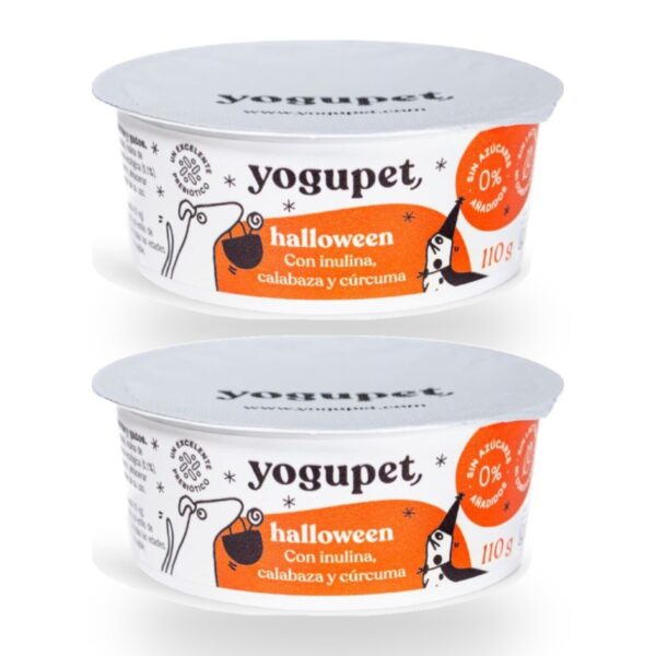 Yogupet Yogur Especial Halloween con Calabaza, Cúrcuma e Inulina para Perros y Gatos 2 x 110 g (2 unidades)