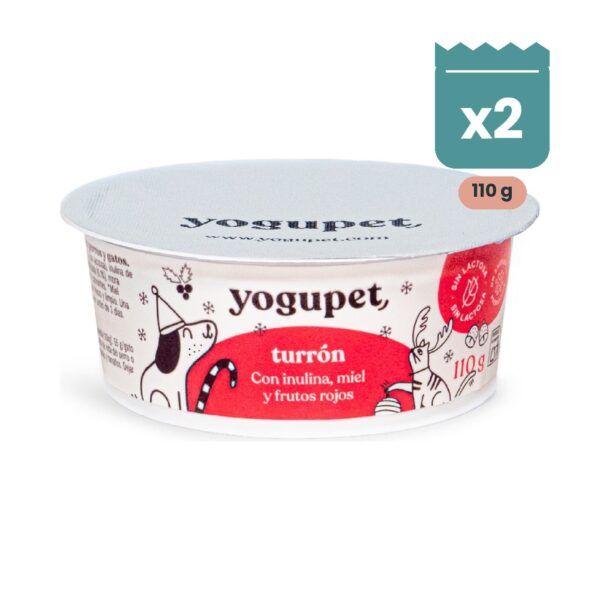 Yogupet Yogur Especial Navidad Turrón con Miel y Frutos Rojos para Perros y Gatos 2 x 110 g
